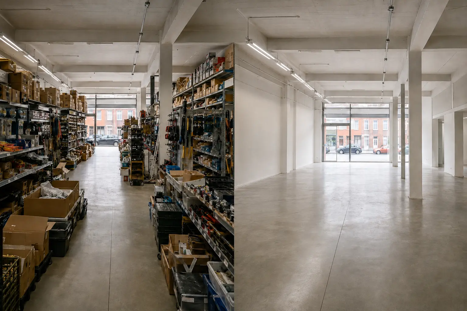 Avant et après : Quincaillerie entièrement vidée