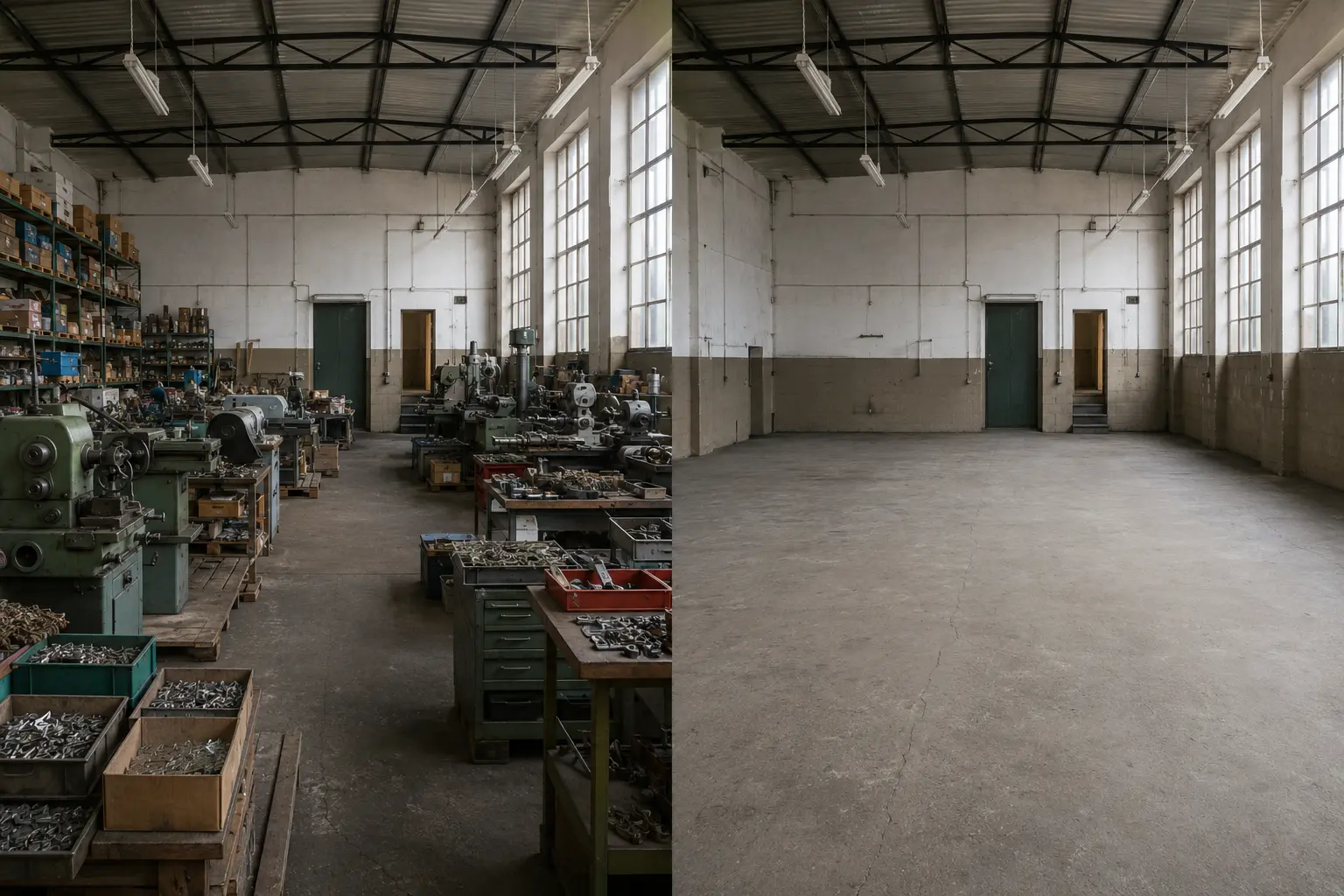 Avant et après : Ancienne usine de clés débarrassée