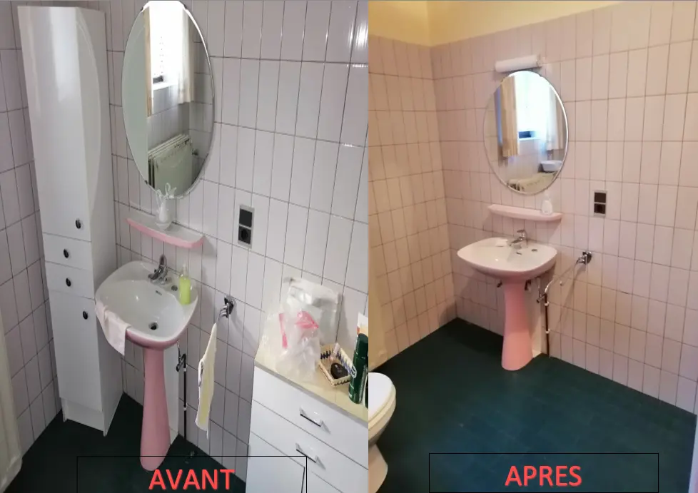 Avant et après : Salle de bain vidée