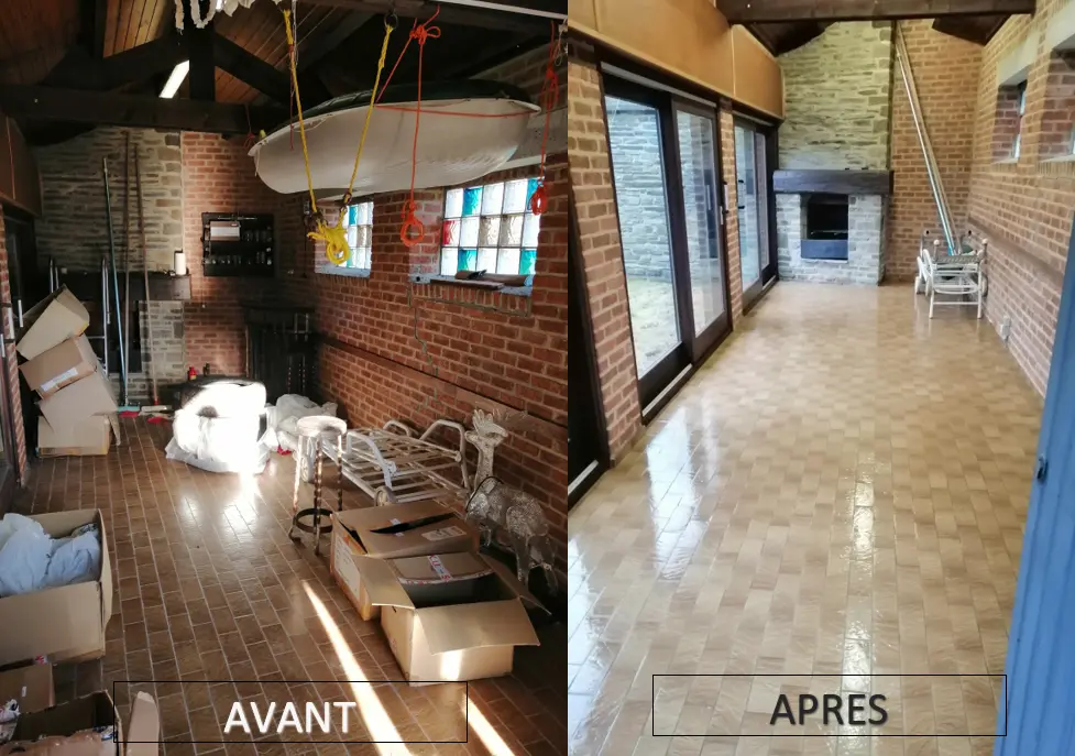 Avant et après le débarras complet d’un séjour